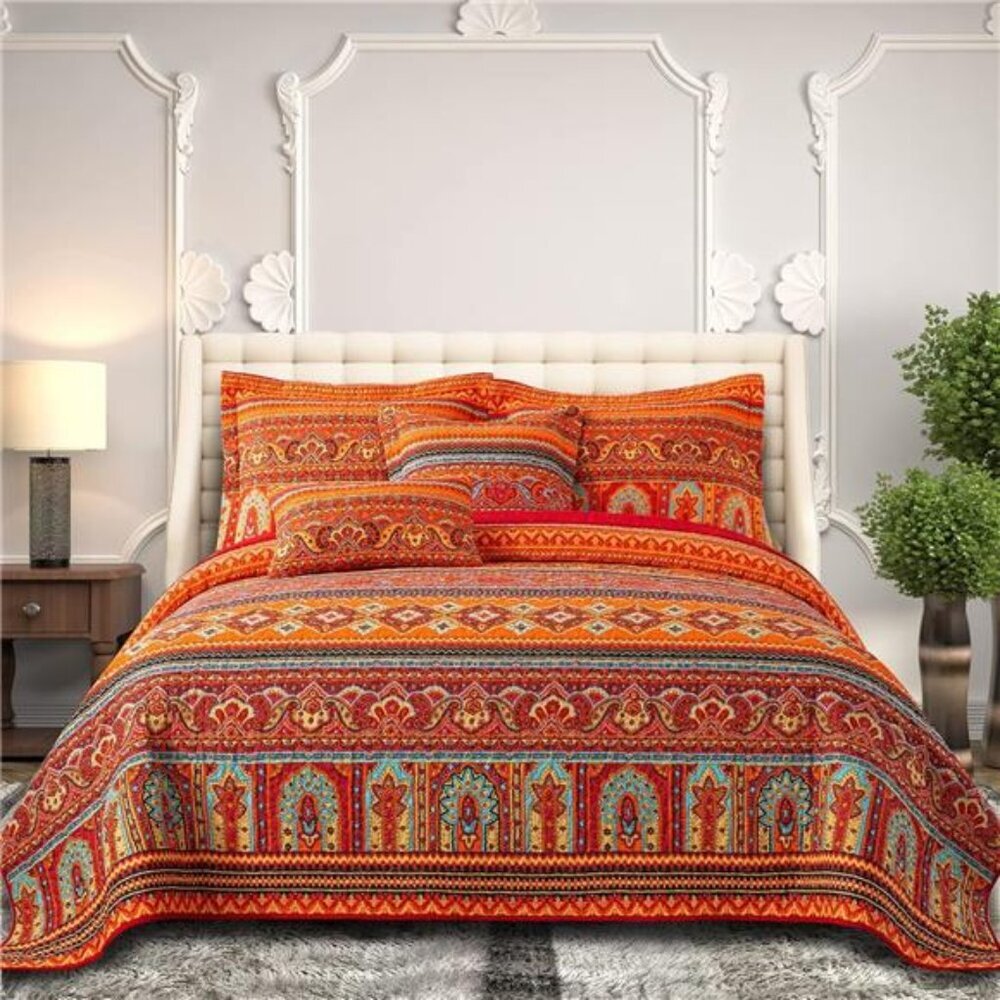 Cotton Quilts Queen Size Set - Lightweight Bedspreads Queen Size